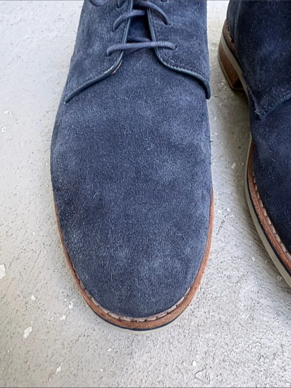 Allen Edmonds Nomad blue suede lace ups